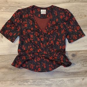 Meadow Rue by Anthropologie floral peplum top